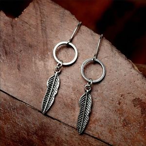 Feather Dangle Earrings Sterling Silver